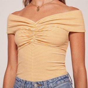 Reformation Yellow & White Striped Top